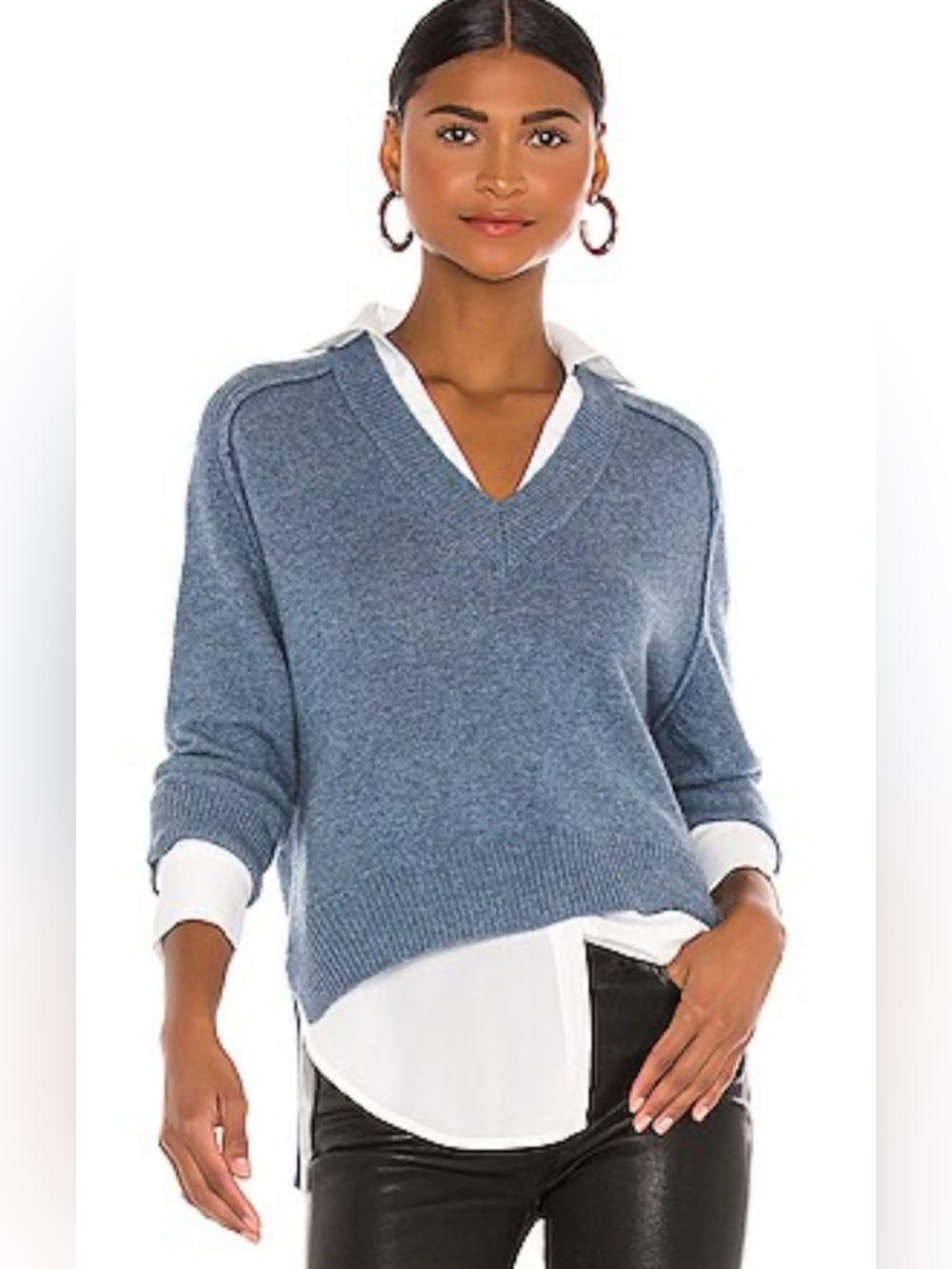 Brochu Walker Heather Blue V-Neck Sweater